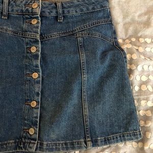 Denim Button Up Skirt - Topshop MOTO Size 8